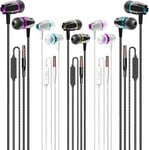 5 Pack Wired Earphones with Mic, In Ear Headphones Wired Earbuds, Ear Phones with 3.5mm Jack, High Definition, Powerful Heavy Bass, Compatible With Samsung Android Smartphones Tablets Laptops