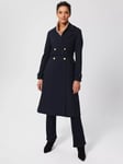 Hobbs Isabelle Wool Blend Trench Coat, Navy