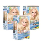 Garnier Nutrisse Crème Coloration Extra Clair Blond 101 Lot de 3 colorants pour cheveux permanents (avec 5 huiles nourrissantes)