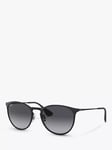 Ray-Ban RB3539 Women's Erika Oval Sunglasses, Black/Grey Gradient