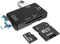 Lecteur De Cartes Sd Lecteur Micro Sd Accessoires Pc,6In1 Carte Usb Tf/Sd/Micro Usb-C Adaptateur Otg Lecteur Sd Carte Portable Pour Ordinateur/Android Smartphone/Tablette Avec Otg Fonction