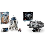 LEGO Star Wars R2-D2 Model Set, Buildable Toy Droid Figure for 10 Plus Year Old Boys & Girls & Star Wars Millenium Falcon 25th Anniversary Set for Adults, Collectible A New Hope Starship