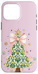 Coque pour iPhone 16 Pro Max Noeud en ruban rose coquette vert sapin de Noël Preppy Holiday