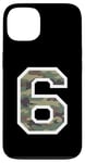 Coque pour iPhone 13 Numéro d'uniforme en jersey #6 Six, camouflage camouflage