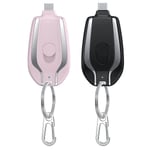 1500mah Keychain Phone Charger, mini Power Emergency Pod Kompatibel Iphone Eller Type-c Snabbladdning Power Bank Keychain Black For Type-c