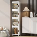 Armoire de Salle de Bain étroite et Haute, Armoire de Salle de Bain, Organisateur latéral avec tiroirs et roulettes en Plastique, Tour de Commode