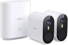 AOSU Security Cameras Wireless Outdoor, 5MP Ultra HD Wireless Home Security Camera System with 166°Ultra Wide View, Night Vision, IP67, No Monthly Fee, Work with Alexa, Google Assistant