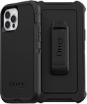 OtterBox iPhone 12 & iPhone 12 Pro Defender Series Case - BLACK, rugged & durable, with port protection, includes holster clip kickstand