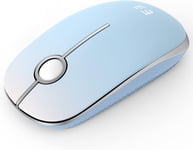 Souris sans fil, grande compatibilité 2.4 G, souris silencieuse, autonomie de 18 mois, précision de 1600 DPI, souris lisse pour PC, ordinateur portable et Windows/Mac/Linux,Dégradé cyan blanc