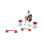 schleich 42441 HORSE CLUB - Cheval de Course d'Hannah - Coffret de 12 Jouets schleich Rodéo avec Vachère - Figurine Cheval et Accessoires - Cadeau pour Garçons et Filles dès 5 ans