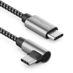 deleyCON 1,5m Câble USB C 1x 90° Coudé PD3.0 (60W Charge Rapide) Câble de Charge USB-C vers USB-C pour iPhone 16 15 Pro Max Samsung S24 S23 Pixel iPad Pro MacBook Air Tablets Switch PS5