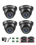 ZOSI 4 Pack 1080P Indoor Outdoor Dome Security CCTV Camera Kit 1920TVL HD-TVI for 720P / 1080N / 1080P/5MP/4K HD-TVI, AHD, CVI Analog Surveillance DVR Night Vision Weatherproof