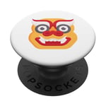 Barong Masque de lion mythologie balinaise Roi des esprits PopSockets PopGrip Adhésif