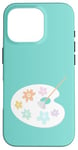 Coque pour iPhone 16 Pro Blossoming Artist Palette de peinture florale Pinceau éventail