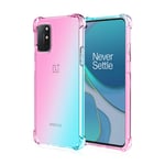 MMlife for OnePlus 8T / OnePlus 8T 5G Case Slim Shock Absorption Flexible TPU Soft Edge Bumper with Reinforced Corners Multicolor Gradient Protective Cover, Pink Green