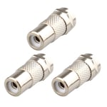 Lot de 3 câbles coaxiaux pour antenne TV - Connecteur F mâle - Prise coaxial vers prise RCA femelle - Adaptateur d'antenne coaxial RF - Type F mâle vers RCA/Phono