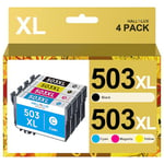 HALLOLUX 503XL Cartouches d'encre Remplacement pour Epson 503 503 XL pour Epson Expression Home XP-5205 XP-5200 Workforce WF-2960DWF WF-2965DWF (Noir Cyan Magenta Jaune, 4 Pack)