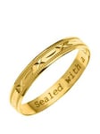 Love GOLD 9ct Yellow Gold Diamond Cut 4mm Wedding Band With Message 'Sealed With A Kiss', One Colour, Size X, Women