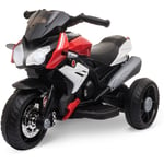 Homcom - Moto électrique pour enfants 3 roues 6 v 3 Km/h effets lumineux et sonores rouge