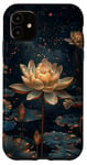 Coque pour iPhone 11 Fleur De Lotus Noir Et Jaune