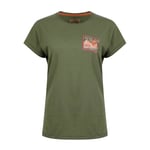 Weird Fish Womens/Ladies Location Graphic Print Slub Organic T-Shirt (Olive Green) material_cotton - Size 16 UK