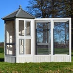 Volière Cage à oiseaux en bois de haute qualité Maison principale + Extension –Modèle ''Luise 309+310''