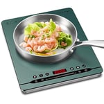 AMZCHEF Plaque de cuisson à induction simple 2000 W Plaque à induction portable avec fonctionnement silencieux, 9 niveaux de puissance et de température, 4 menus automatiques, design de boîtier ultra