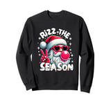 Funny Christmas Rizz The Season Santa Pink Bubble Gum Xmas Sweatshirt