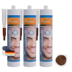 Mastic Silicone -Haute Température 3x 310 ml- Étanchéité Sanitaire et Extérieure -Idéal pour Intérieur et Extérieur- joint salle de bain-Sanitary Silicone sealant for indoor &outdoor use,(brun)