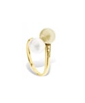 Blue Pearls Womens White and Gold Freshwater Pearl, Diamonds Ring and Yellow 375/1000 - Multicolour - Size P