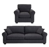 Habitat Argos Home Lisbon Fabric Chair & 4 Seater Sofa - Charcoal