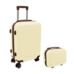 Ordinett Lot de 2 valises de Voyage - Beauty 15L + Bagages Cabine 43L | Blanc | ABS | Imperméables et Anti-Rayures