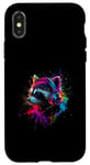 iPhone X/XS Colorful Artistic Racoon Headphones Wild Animals Wash Bear Case