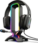 K-Stand Radon Support Pour Casque/Micro-Casque Gaming - Rétro-Éclairage Rgb, Hub Usb 2 X 2.0, Base Antidérapante - Support Universel Pour Casques Gamer Pc Ps5 Xbox Nintendo Switch ¿ New