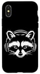 iPhone X/XS Black and White Gamer Raccoon with Headphones Case