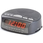 LLOYTRON "Daybreak" Alarm Clock Radio with Buzz Alarm or Radio - Snooze Function - Sleep Timer - Rotary Tuning and Volume Controls - Mains Operated - AM / FM Radio - J2006BK - Black