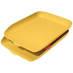 Leitz Cosy Letter Tray 5358 A4 Yellow 26.8 x 35.8 x 4.3 cm Pack of 2