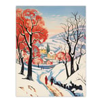 Sunny Winter Day Village Countryside Road Wall Art Poster Print Picture