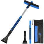 COFIT 2 en 1 Brosse Neige Voiture avec Manche Longue Rétractable, Grattoir Pare Brise Rotation à 360, Raclette Vitre Auto, Gratte Glace Balais Outil Déneigement pour Rayures pour SUV Camion RV, Bleu