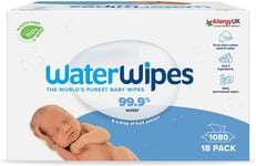 WaterWipes Baby Wipes 18x60 Pack Sensitive Newborn Biodegradable Unscented, 1080