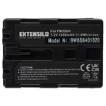 EXTENSILO Batterie compatible avec Sony Alpha SLT-A65VY, SLT-A77, SLT A68, SLT-A77 II appareil photo, reflex numérique (1600mAh, 7,2V, Li-ion)