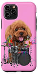 Coque pour iPhone 11 Pro Batteur de caniche punk rock avec des couleurs éclatantes