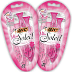 BIC Miss Soleil Colour Collection, Triple Blade Razor 4 count (Pack of 2), 1