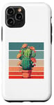 Coque pour iPhone 11 Pro Fleurs d'épines de cactus orange jaune terre cuite nature