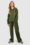 Womens Sandblast Fray Hem Wide Leg Jeans - Green - 10, Green