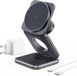 X40q Station De Charge Pliable, Chargeur Sans Fil Qi2 Certifié 3-En-1, 15w Rapide Chargeur Induction Pour Iphone 16/15/14/13/12, 5w Pour Apple Watch 10/9/8/7/Ultra/Se Et Airpods 4/3/2 Pro, G[X1074]