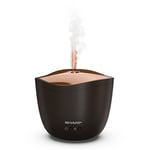 SHARP Ultrasonic Aroma Diffuser with Mist & Light Function, Electric Home Scent Fragrance/Humidifier Machine with LED Light, Ambient Aromatherapy Unit – Brown/Rose Gold (DF-A1U-T)