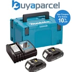 Makita BL1815 18v 2 x 1.5ah Lithium Batteries DC18RC Fast Charger + Makpac Case