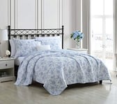 Laura Ashley Home | Walled Garden Collection | Quilt Set - 100% Cotton - Cozy, Soft and Breathable - Reversible & Medium-Weight for All Season Bedding, Full/Queen, Blue