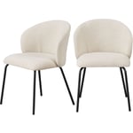 Lot de 2 chaises en tissu bouclette et métal - Écru - NAMIA